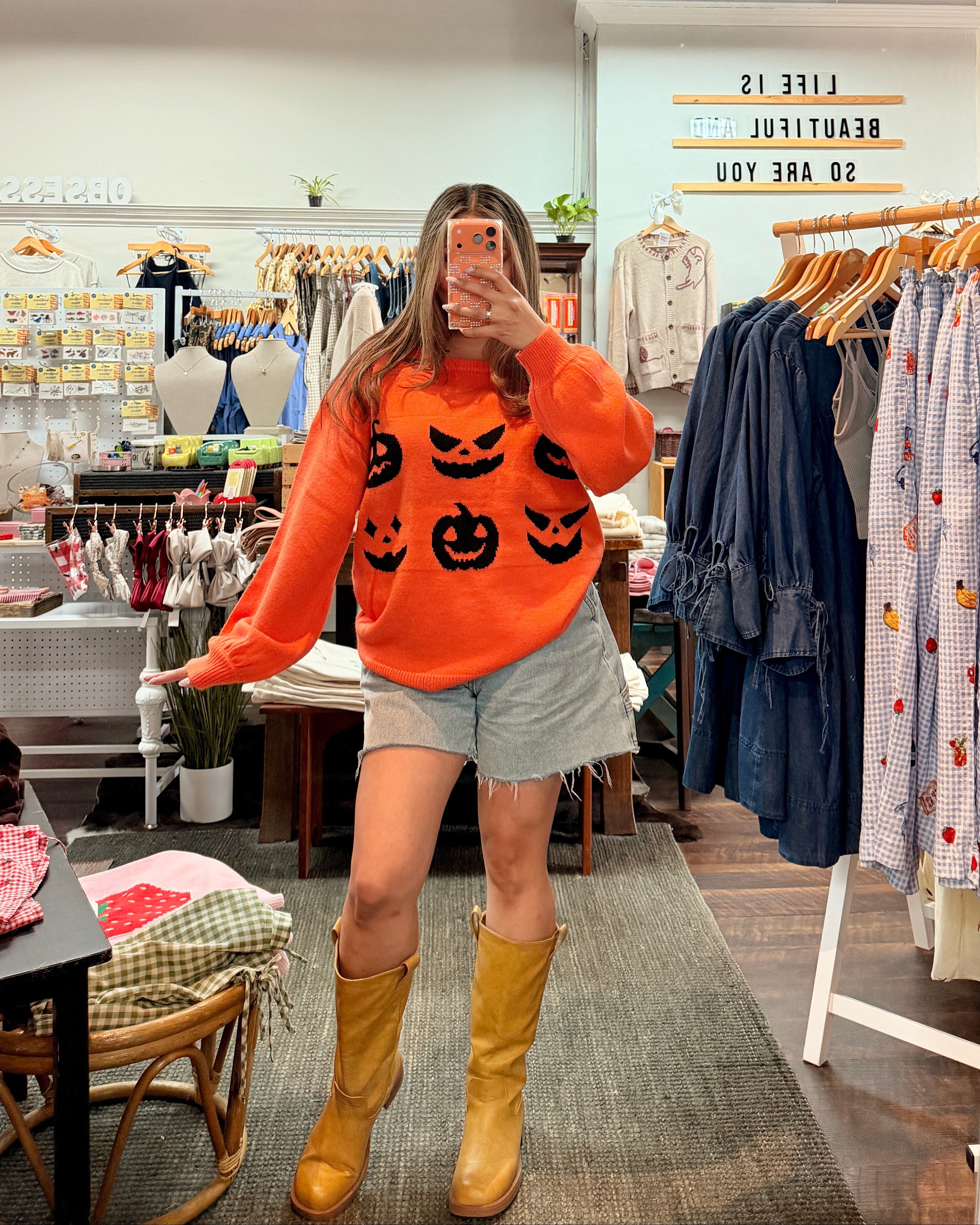 Halloween Pumpkin Knit Sweater
