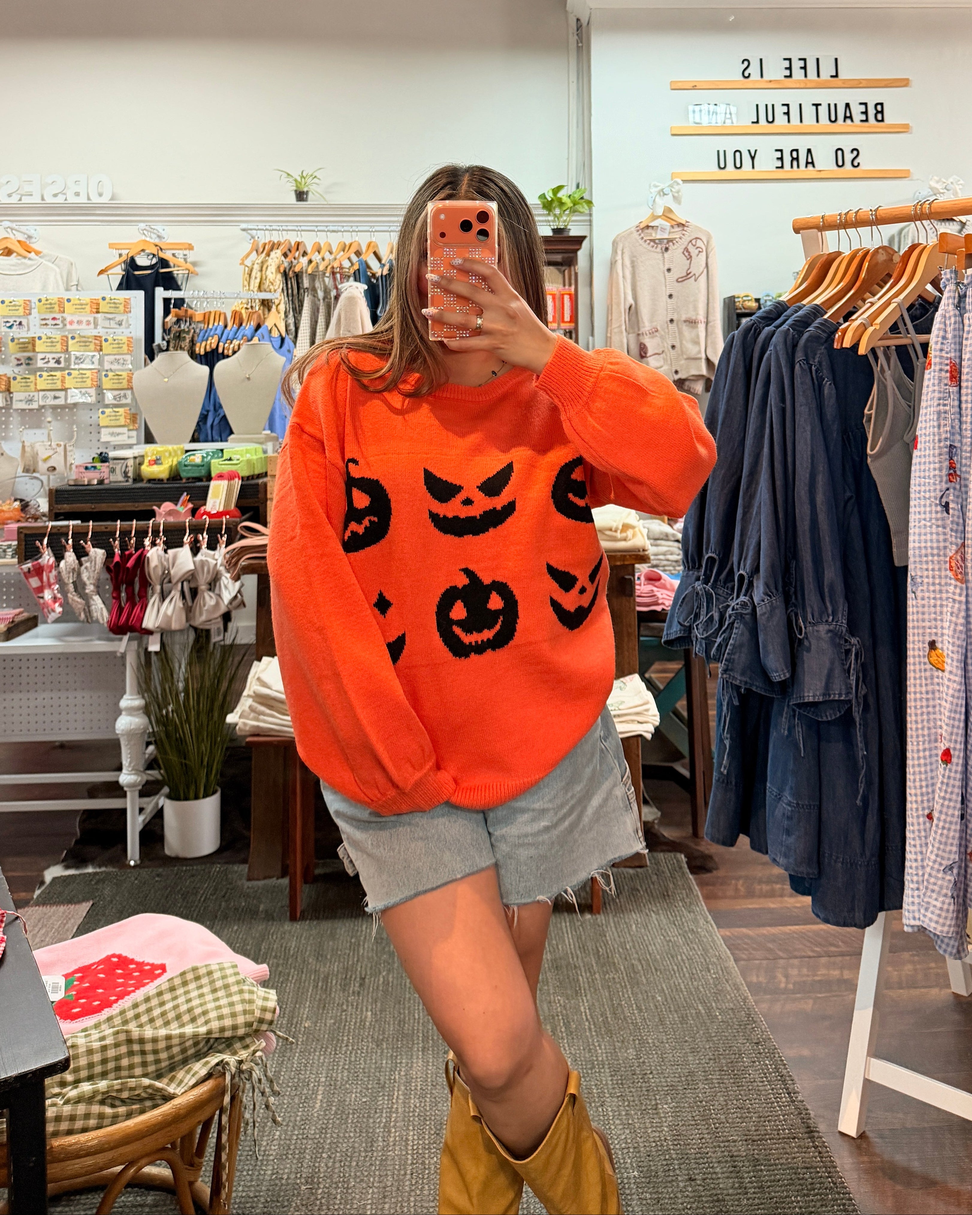 Halloween Pumpkin Knit Sweater