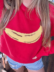 Banana Knit Sweater - Red