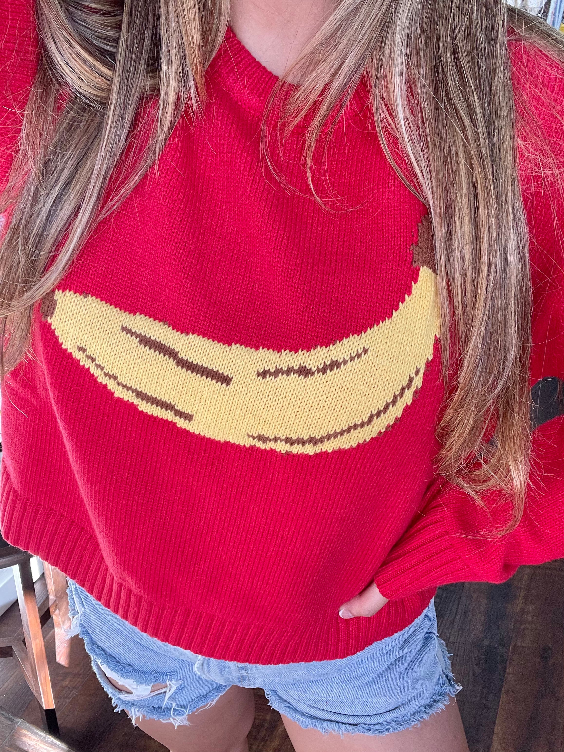 Banana Knit Sweater - Red
