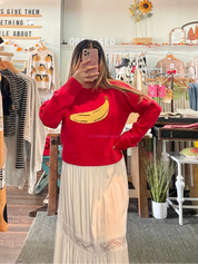Banana Knit Sweater - Red