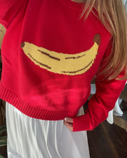 Banana Knit Sweater - Red