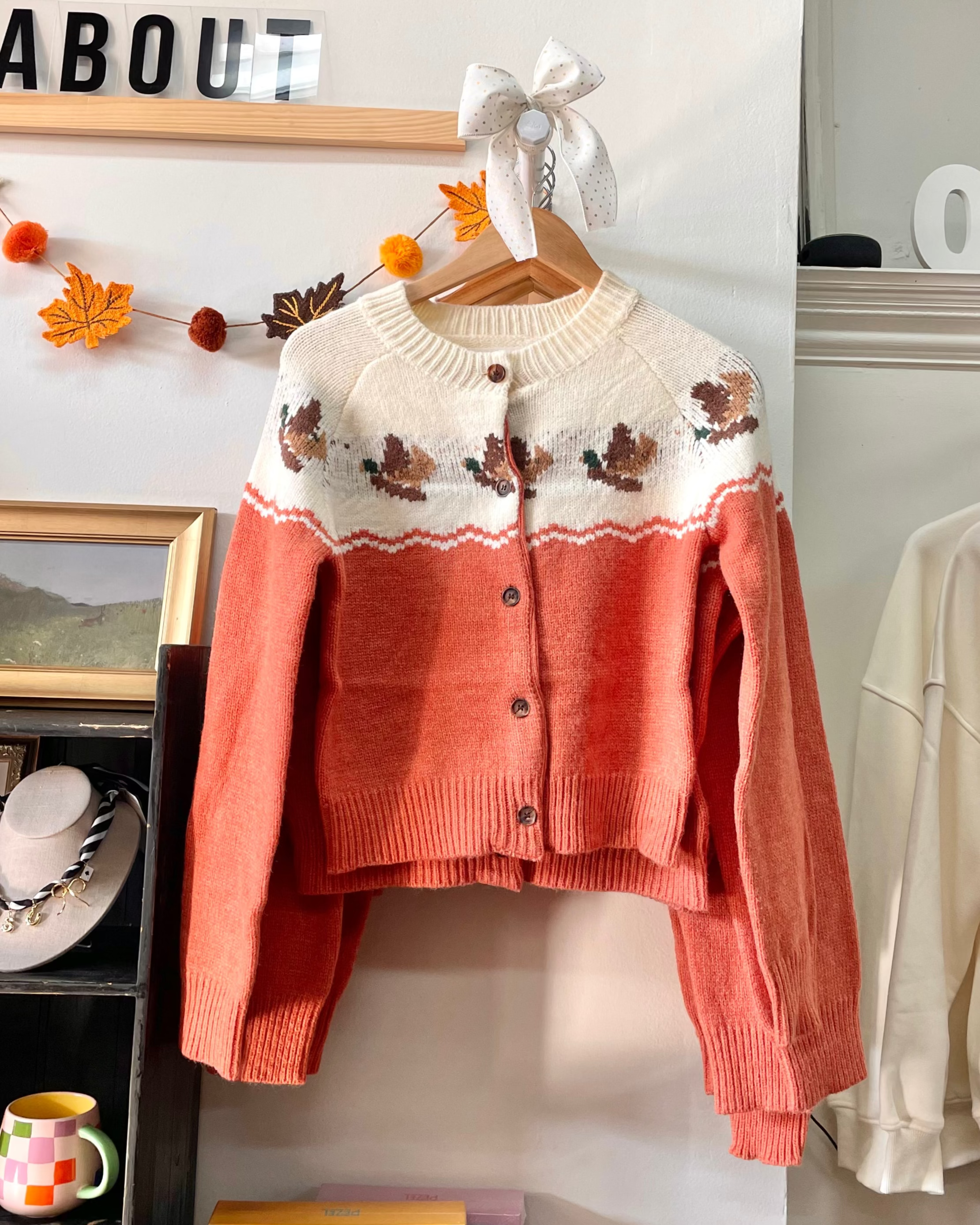 Ducks Knit Cardigan - Persimmon