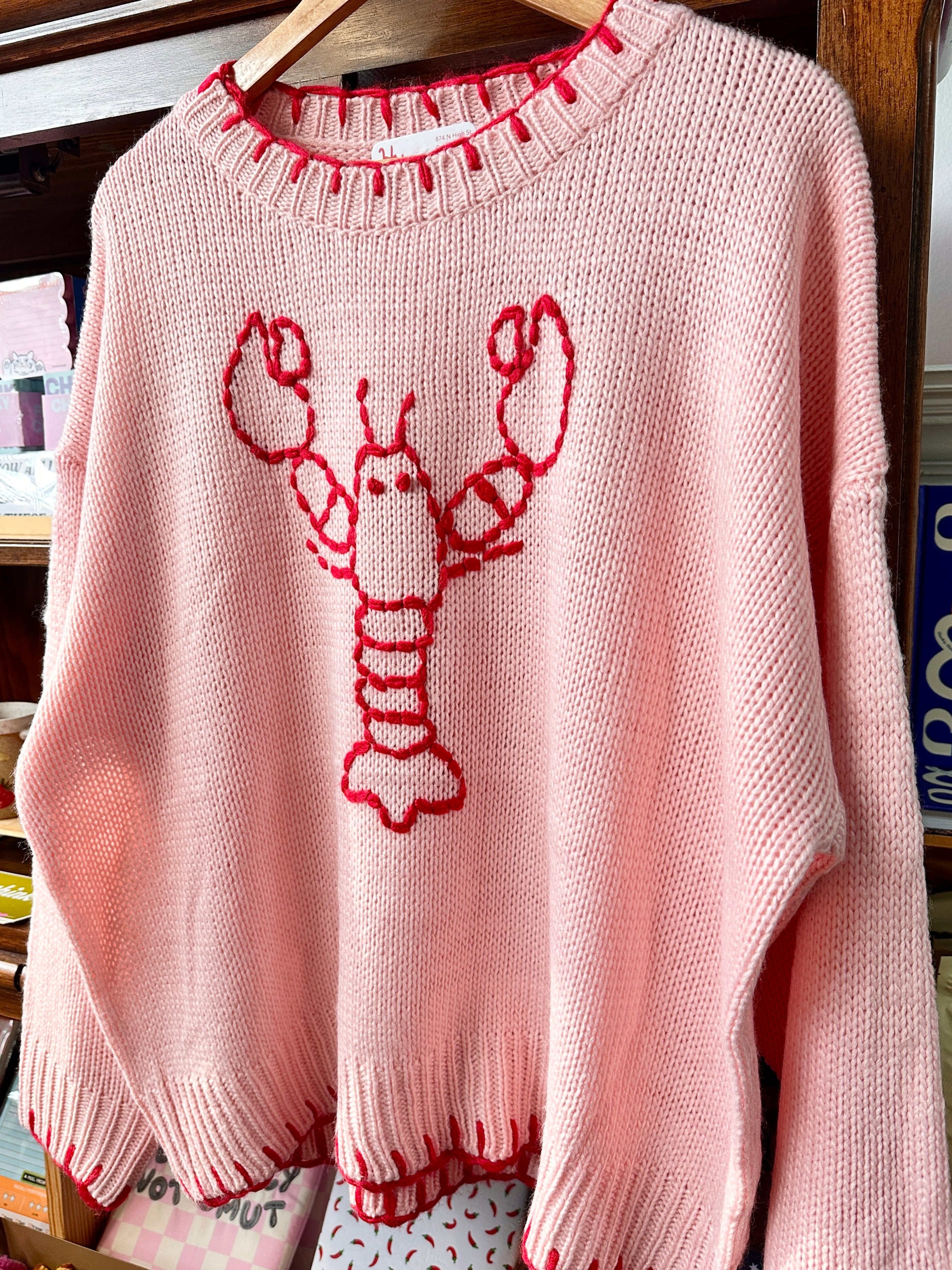 Lobster Stitched Sweater - Pink