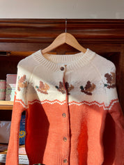 Ducks Knit Cardigan - Persimmon