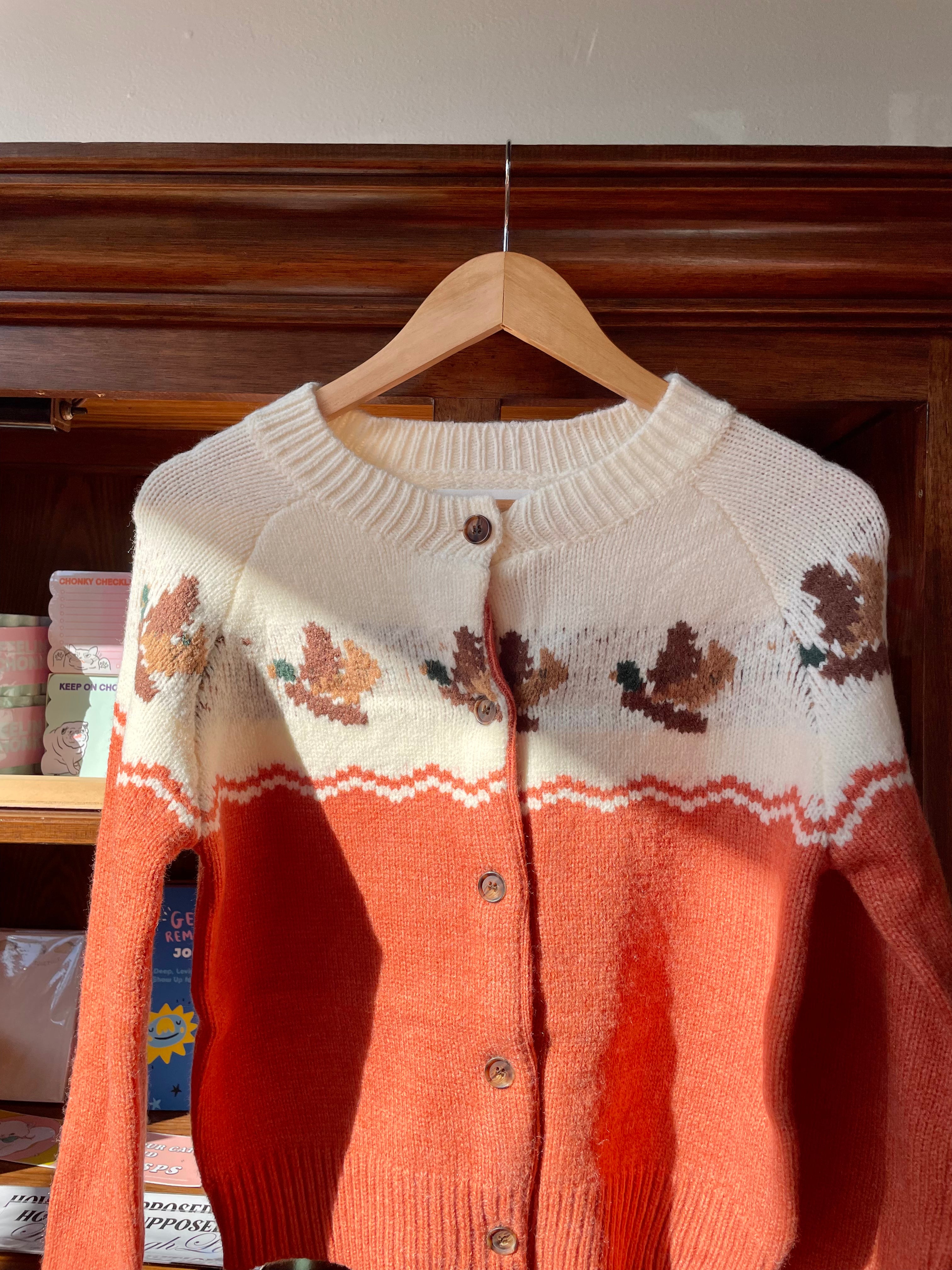Ducks Knit Cardigan - Persimmon