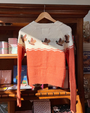 Ducks Knit Cardigan - Persimmon