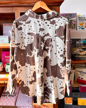 Cow Print Oversize Button Up Shirt