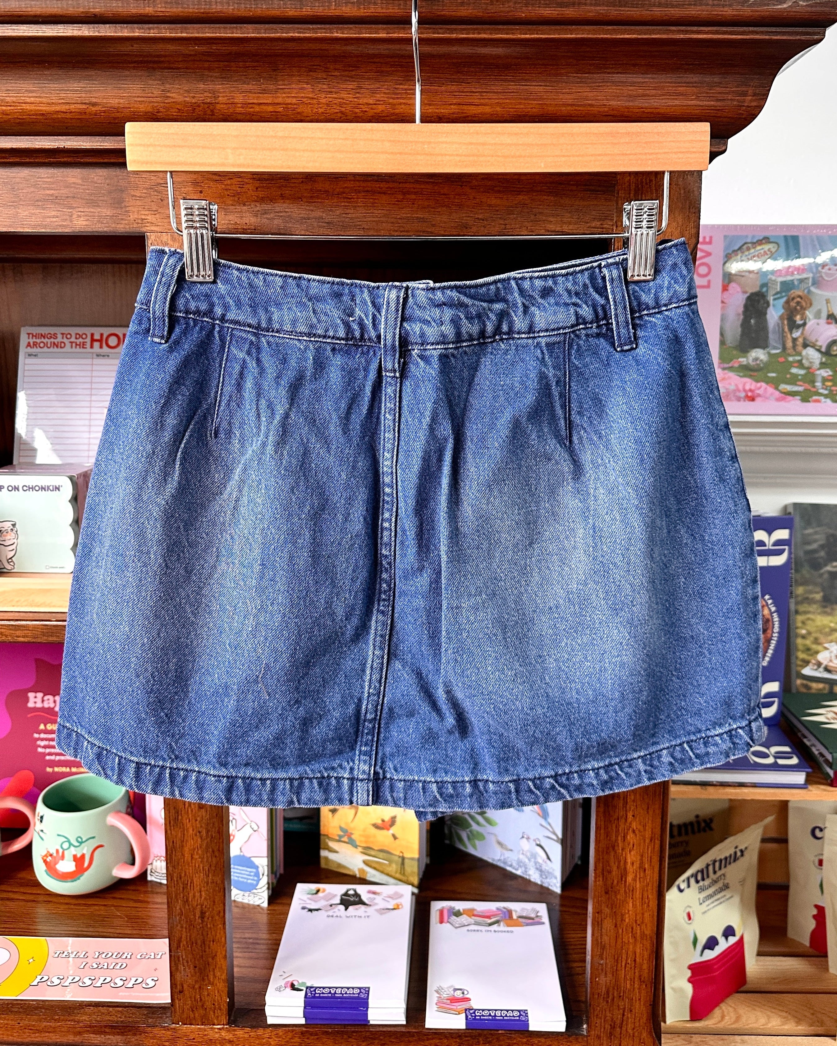 Denim Barrel Mini Skort