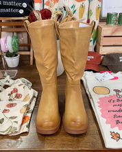 Women's Block Heel Mid Calf Boots - Banana