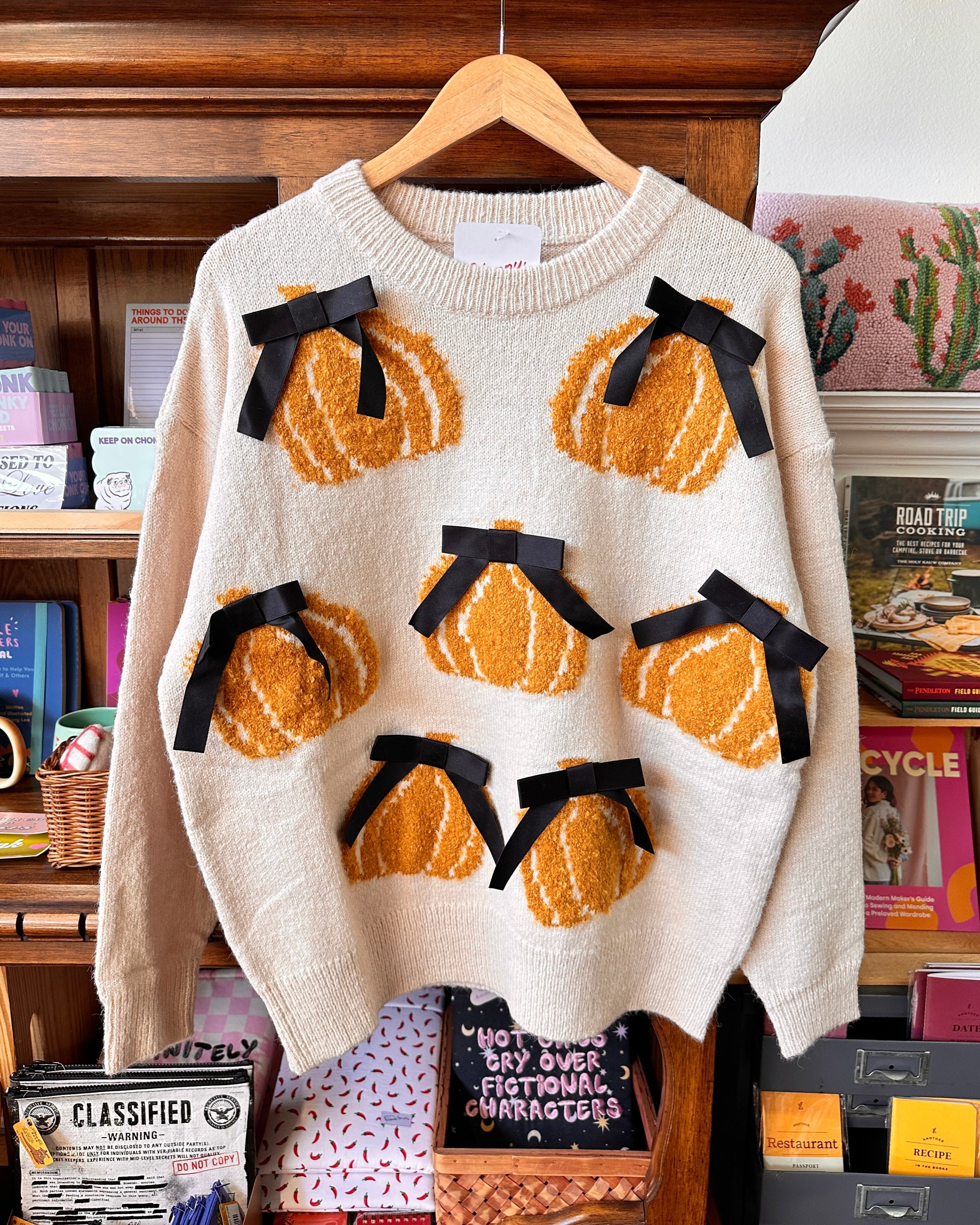 Pumpkin Bow Knit Sweater