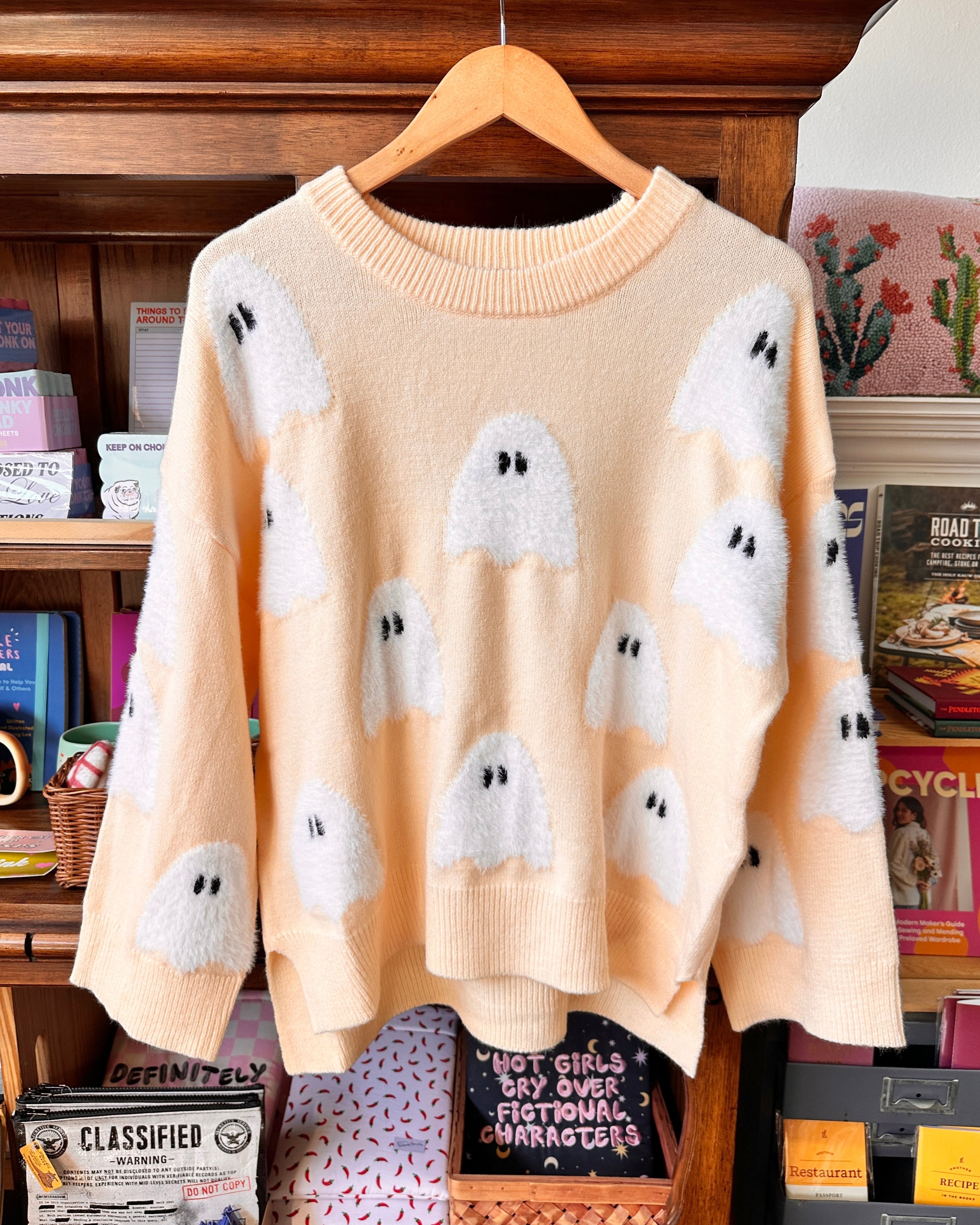Halloween Ghost Knit Sweater - Taupe