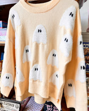 Halloween Ghost Knit Sweater - Taupe