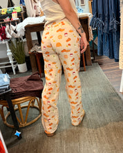 Fall Print Straight Leg Mid Rise Pants