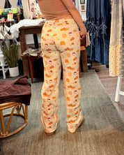 Fall Print Straight Leg Mid Rise Pants
