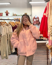 Teddy Bear Oversized Pocket Jacket - Pink