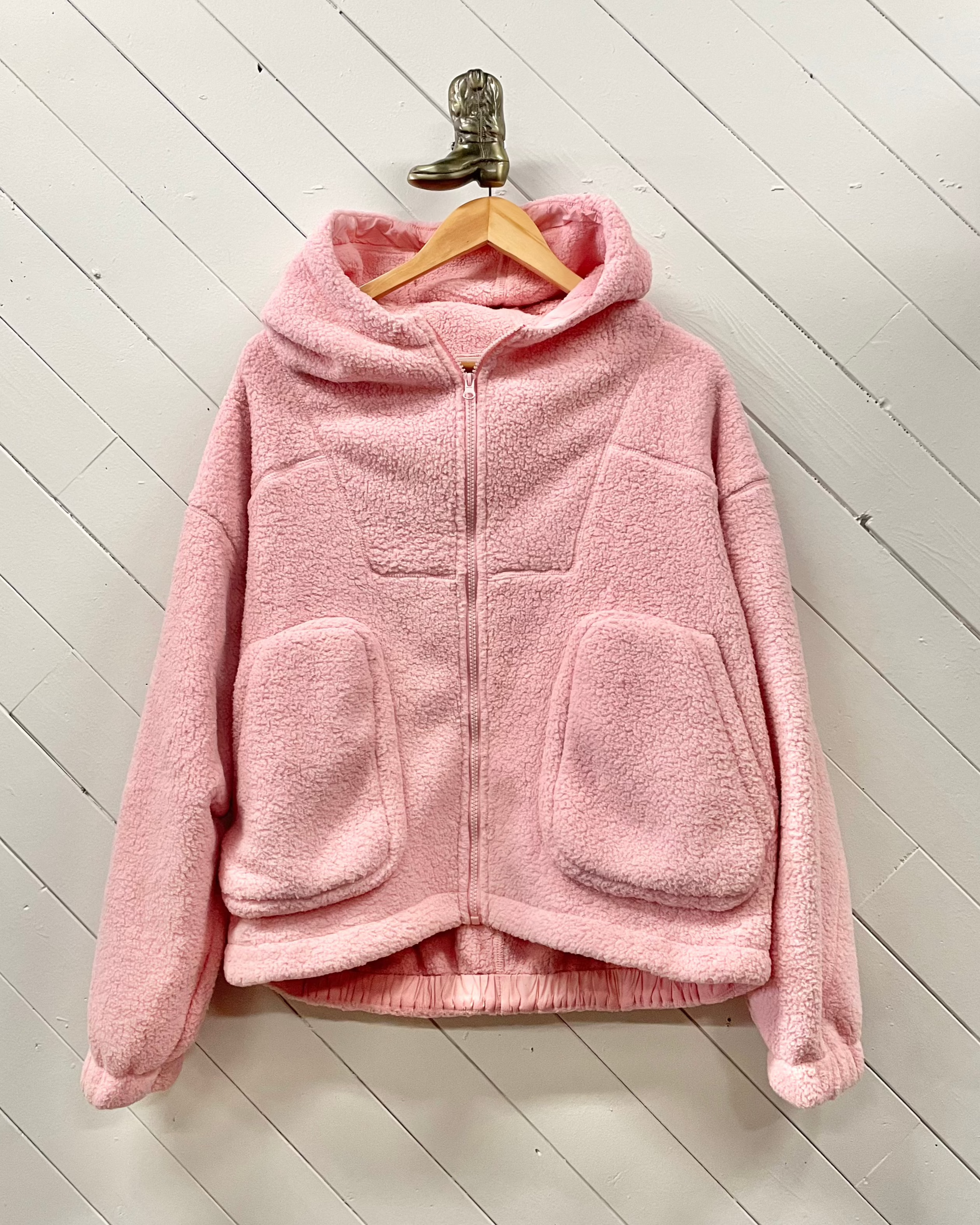 Teddy Bear Oversized Pocket Jacket - Pink