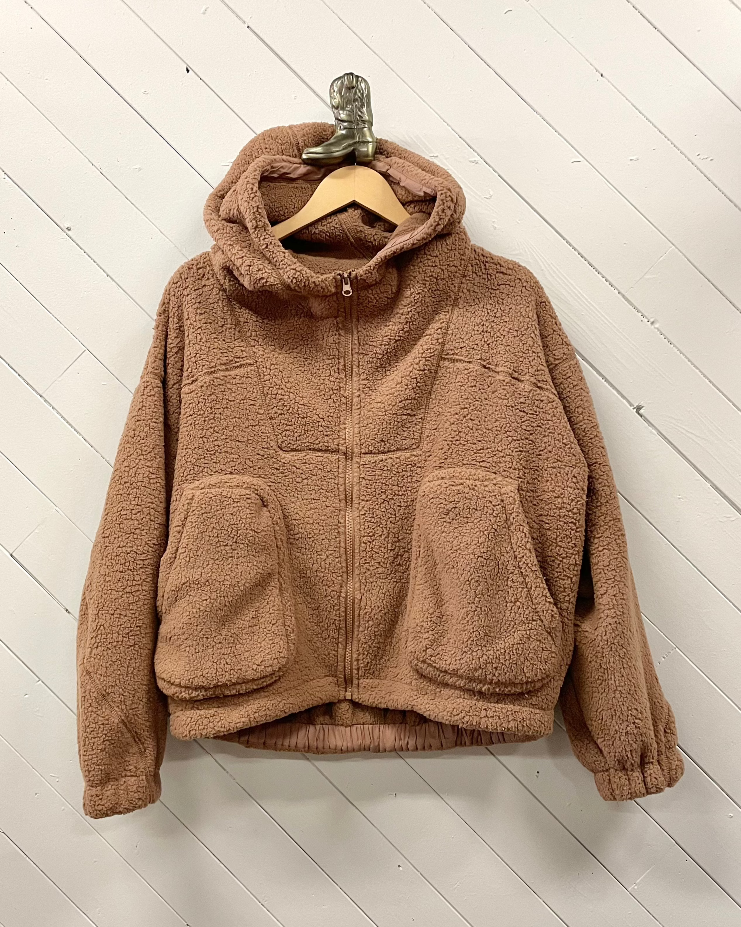 Teddy Bear Oversized Pocket Jacket - Mocha