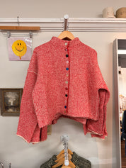 Striped Red and Ivory Cardigan