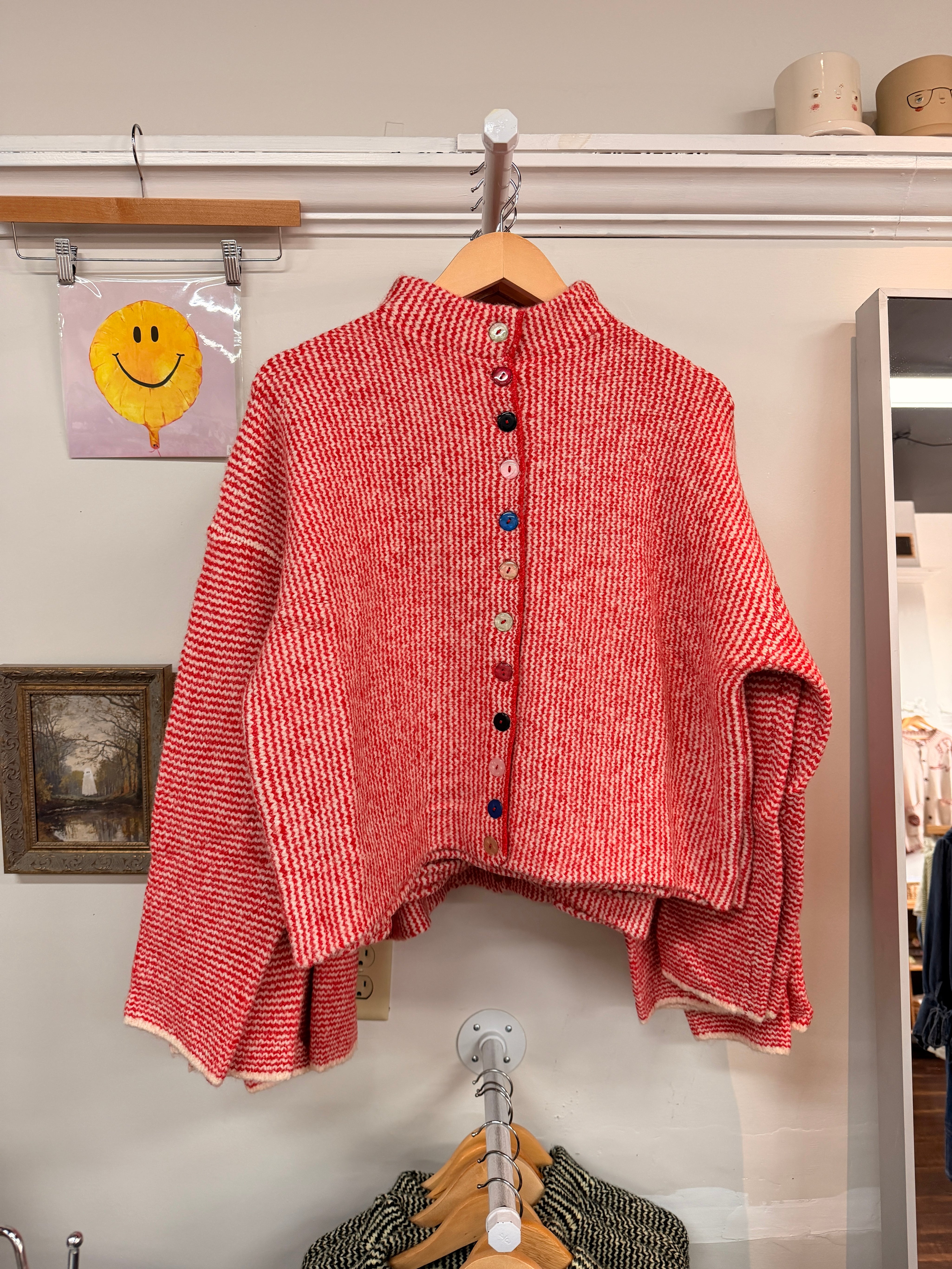 Striped Red and Ivory Cardigan
