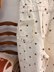 Polka Dot Cream & Brown Overalls