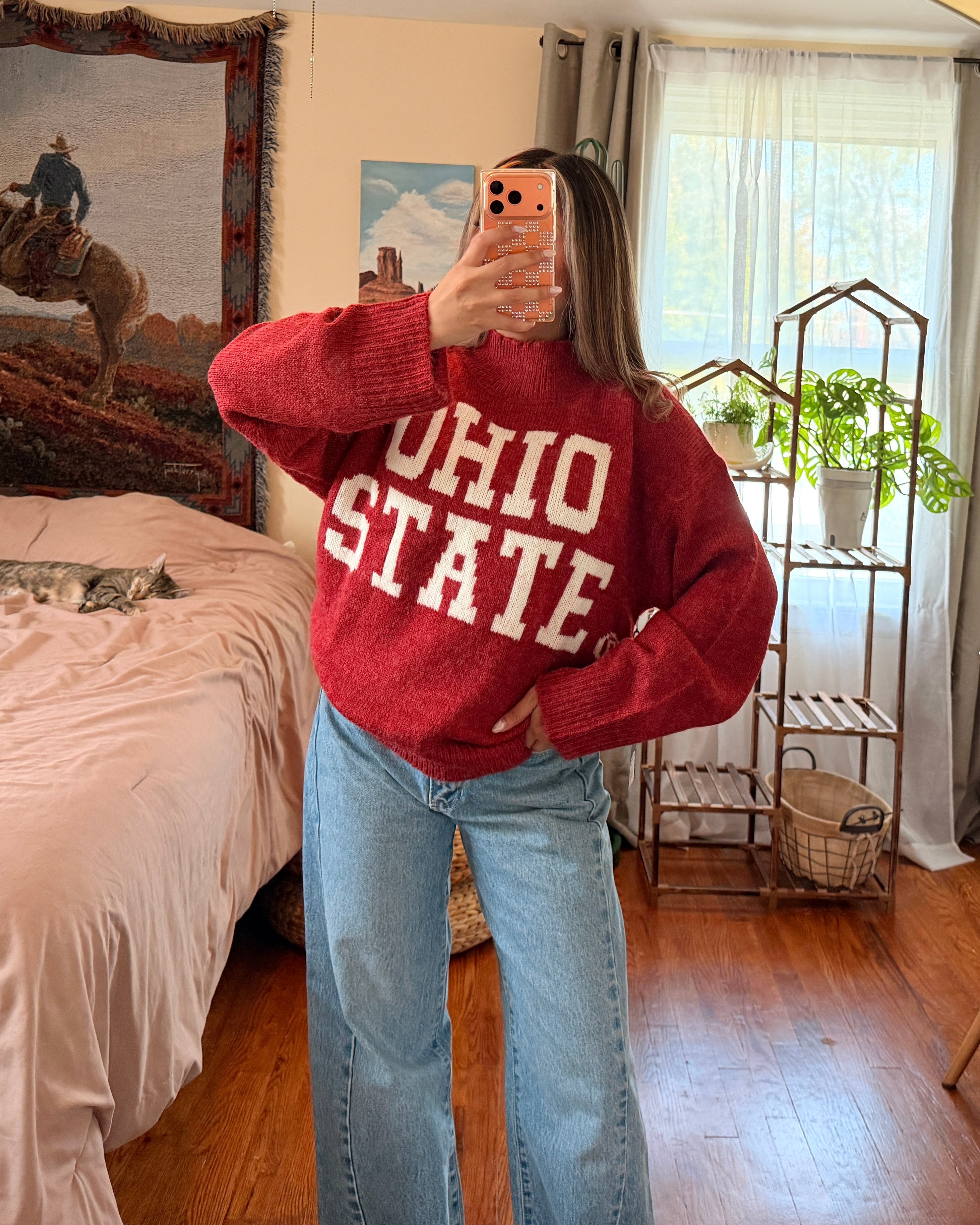 Ohio State Mockneck Knit Sweater