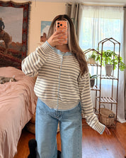 Striped Gray & Blue Cardigan