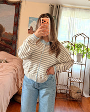 Striped Gray & Blue Cardigan