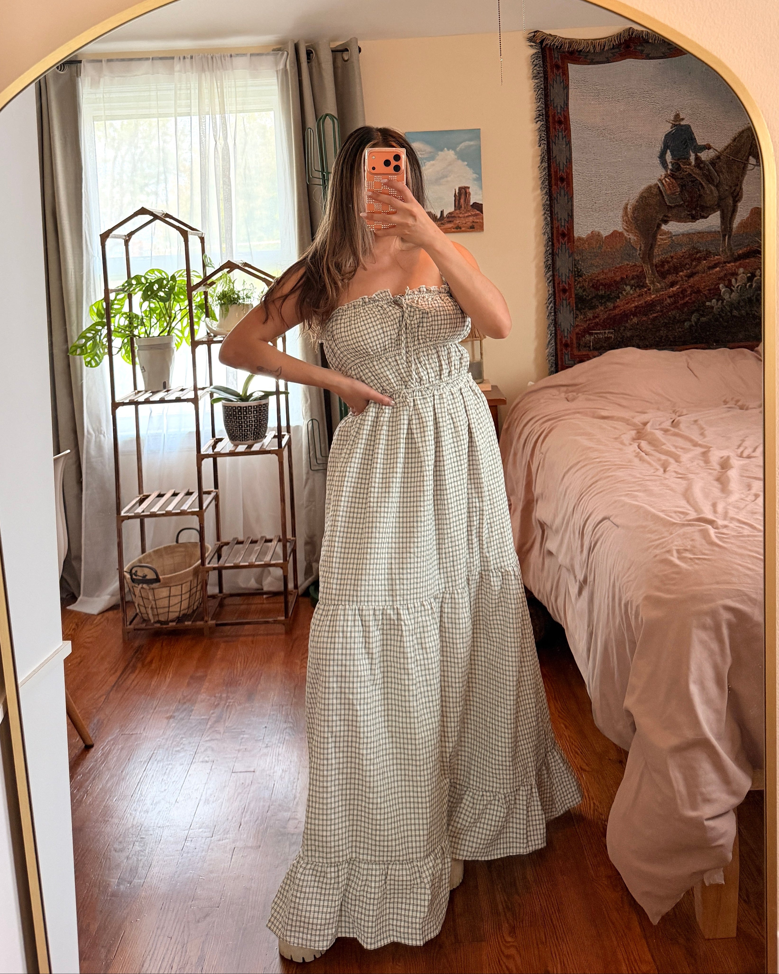 Checkered Tiered Maxi Dress