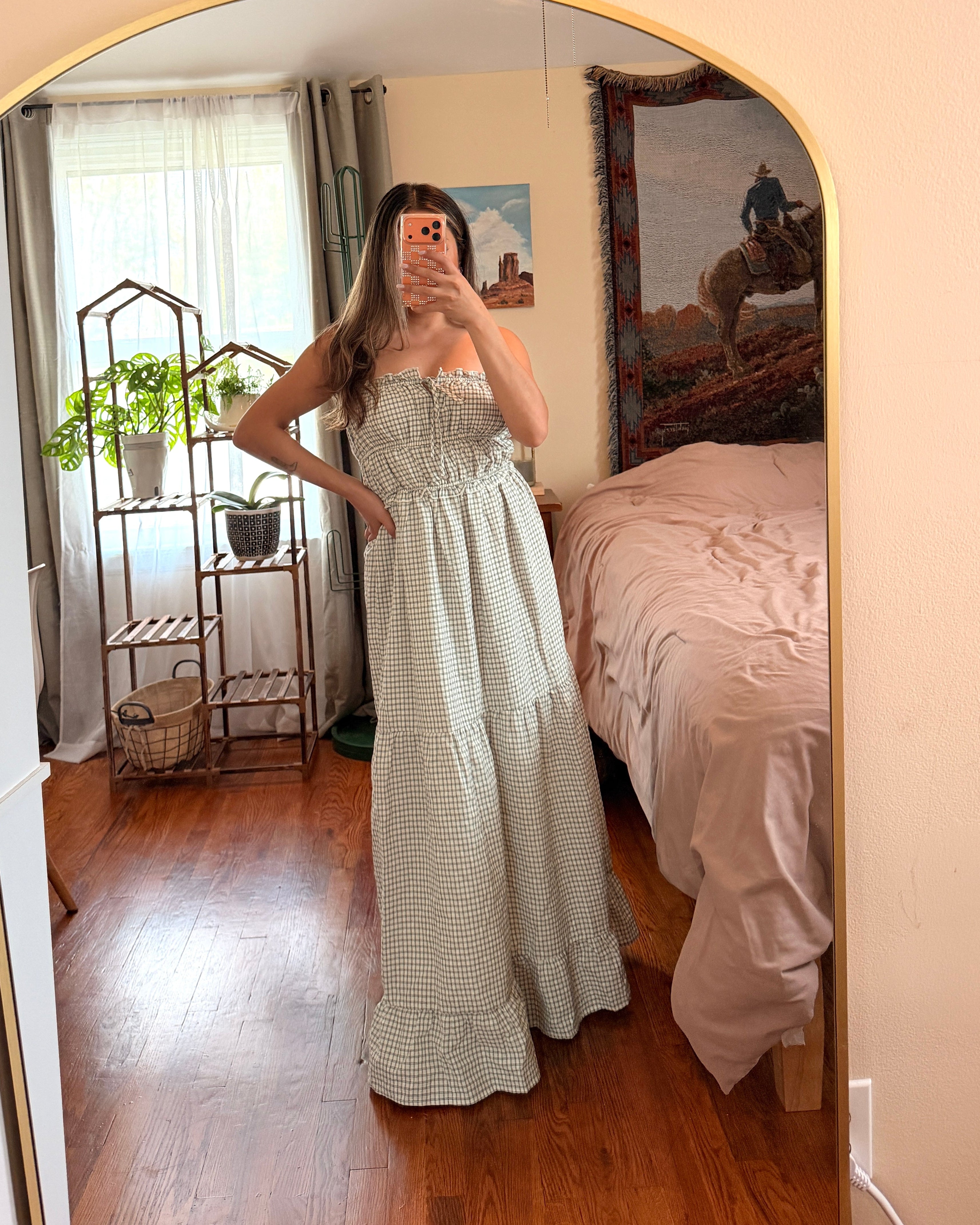 Checkered Tiered Maxi Dress