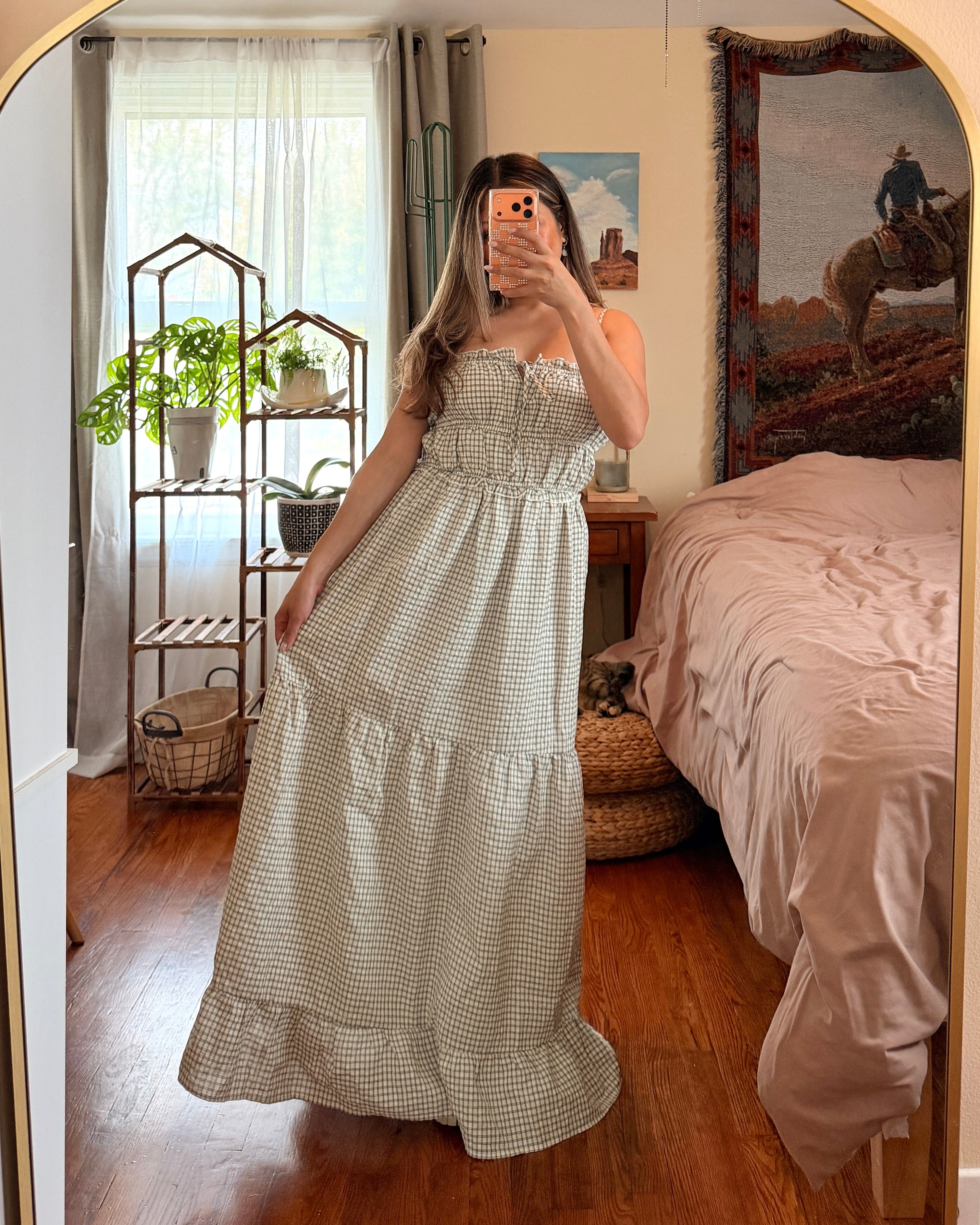 Checkered Tiered Maxi Dress
