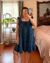 Ruffled Tiered Denim Dress