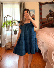 Ruffled Tiered Denim Dress