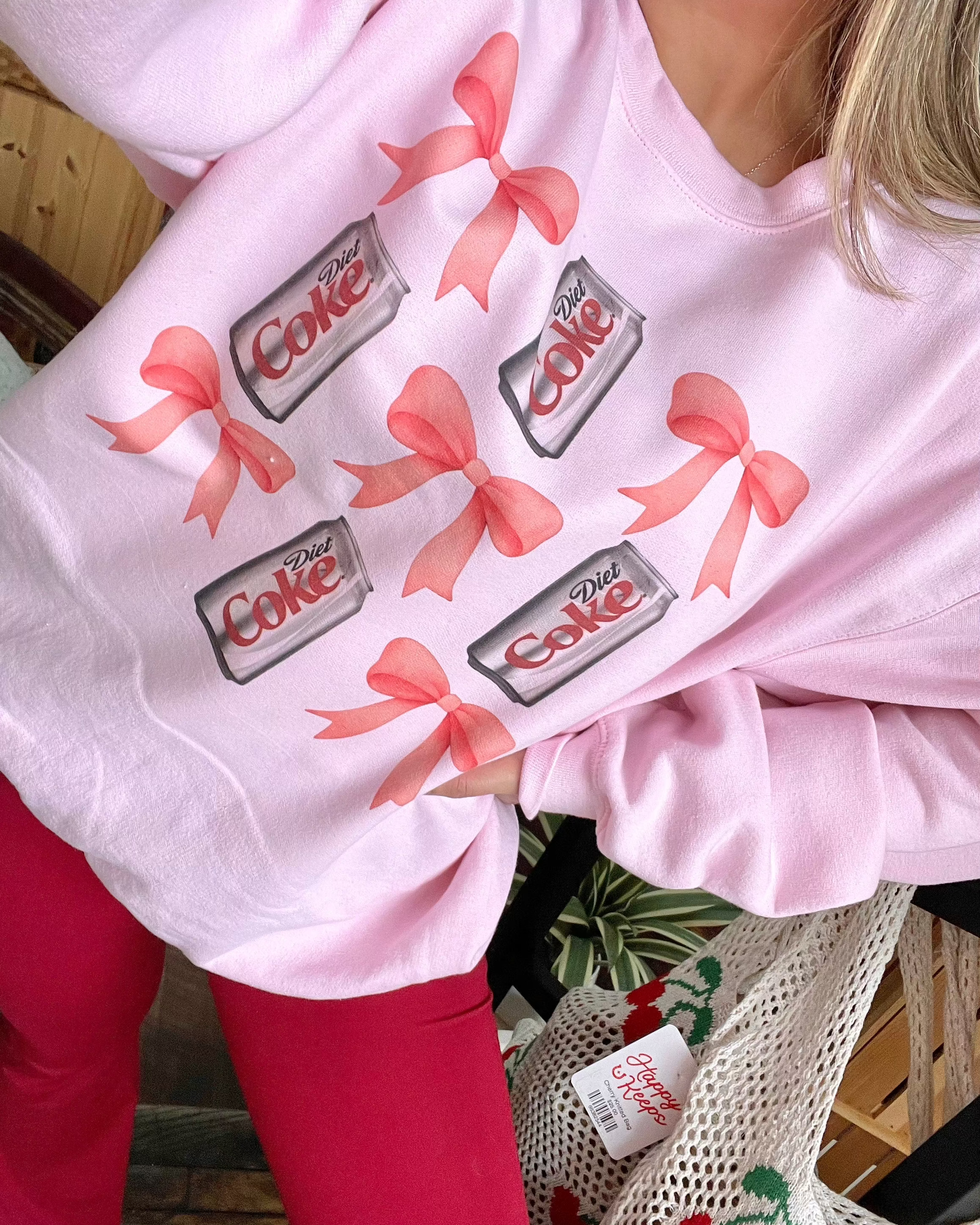 Diet Coke and Bows Pink Sweatshirt