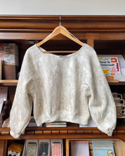 Camo Off The Shoulder Sweatshirt - Ivory