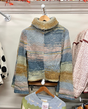 Turtle Neck Zip Up Sweater - Earth Tones