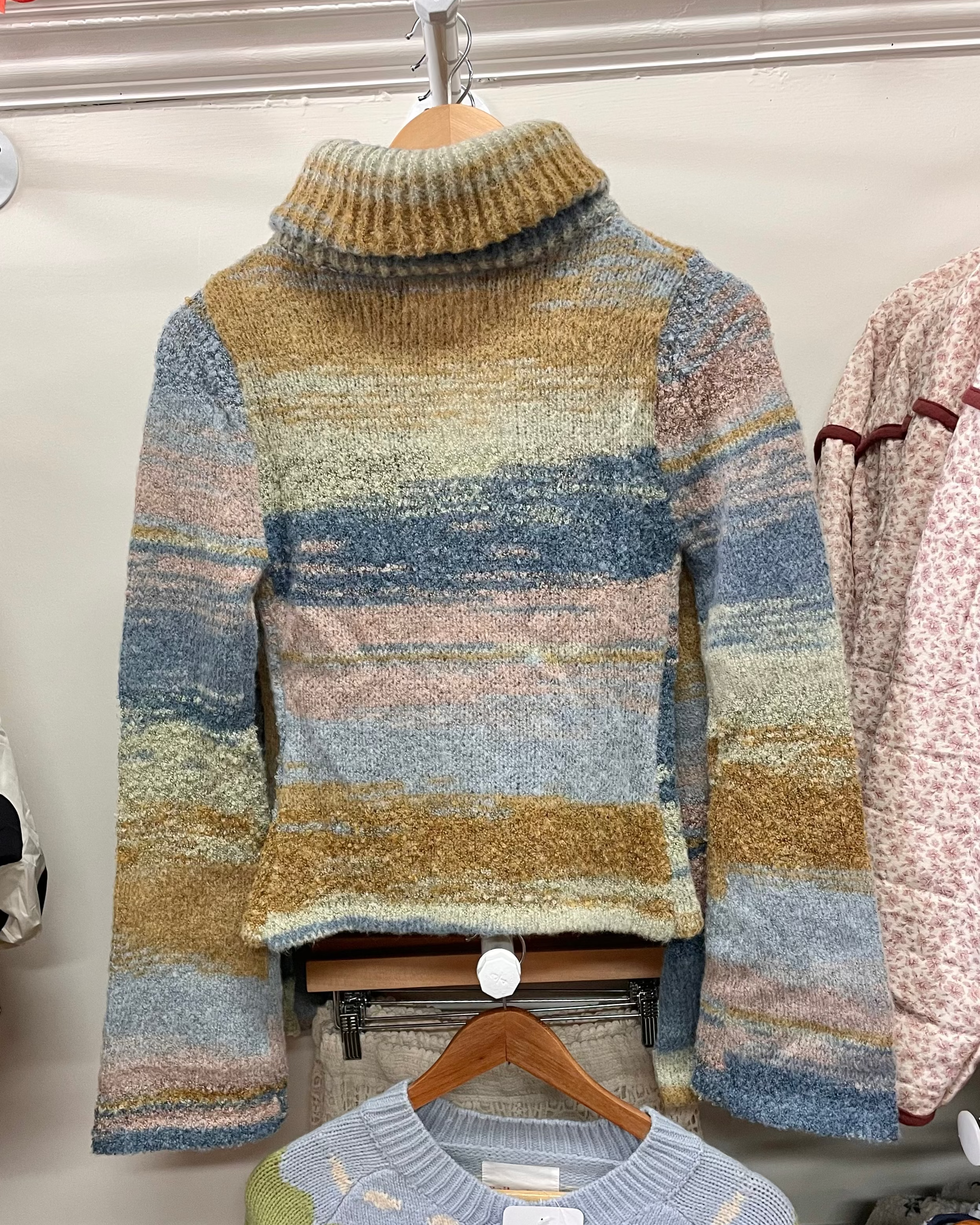 Turtle Neck Zip Up Sweater - Earth Tones