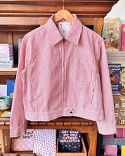 Red Pinstripe Zip Up Jacket