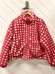 Fuzzy Checkered Sherpa Jacket