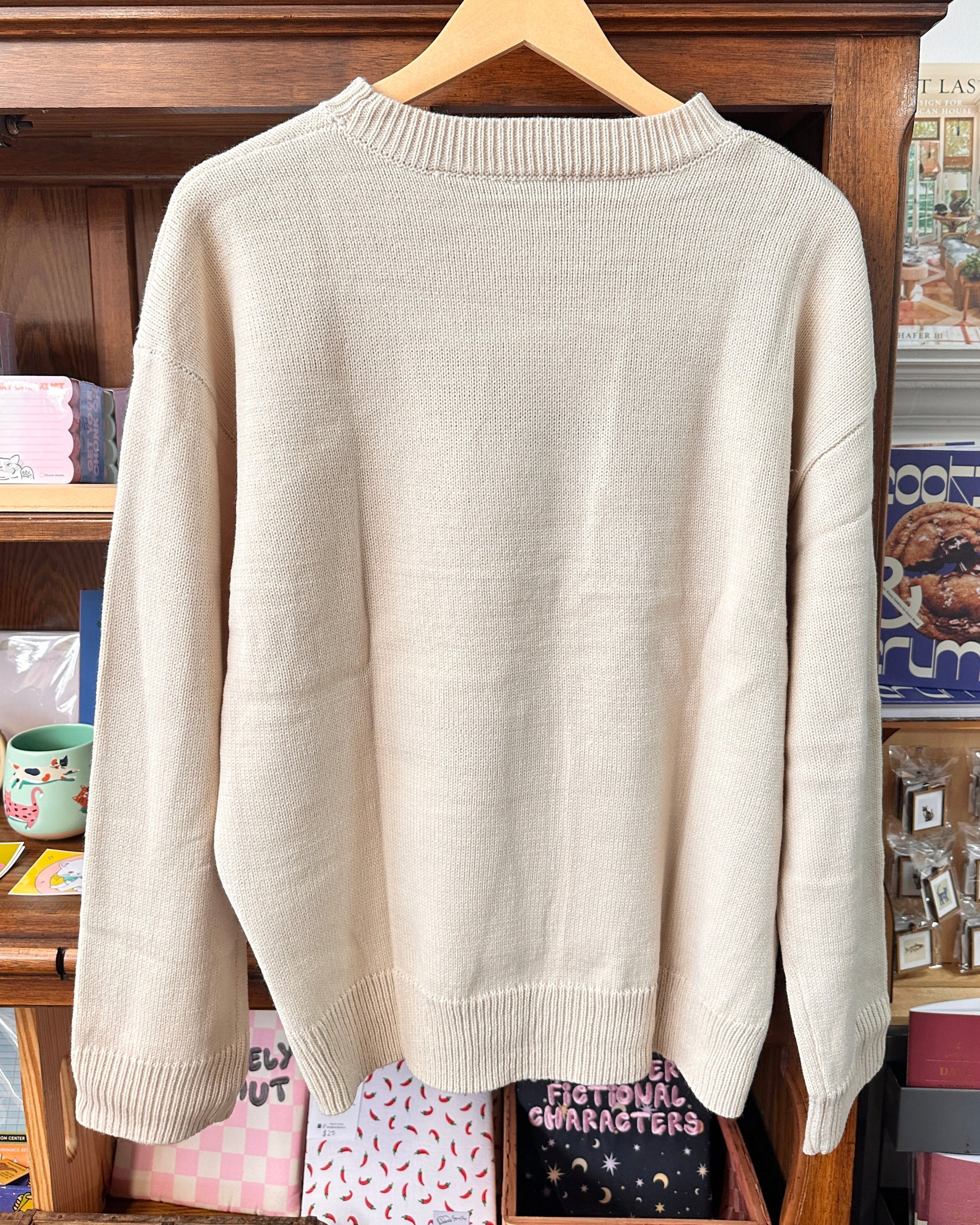 Red Fish Knit Sweater - Cream