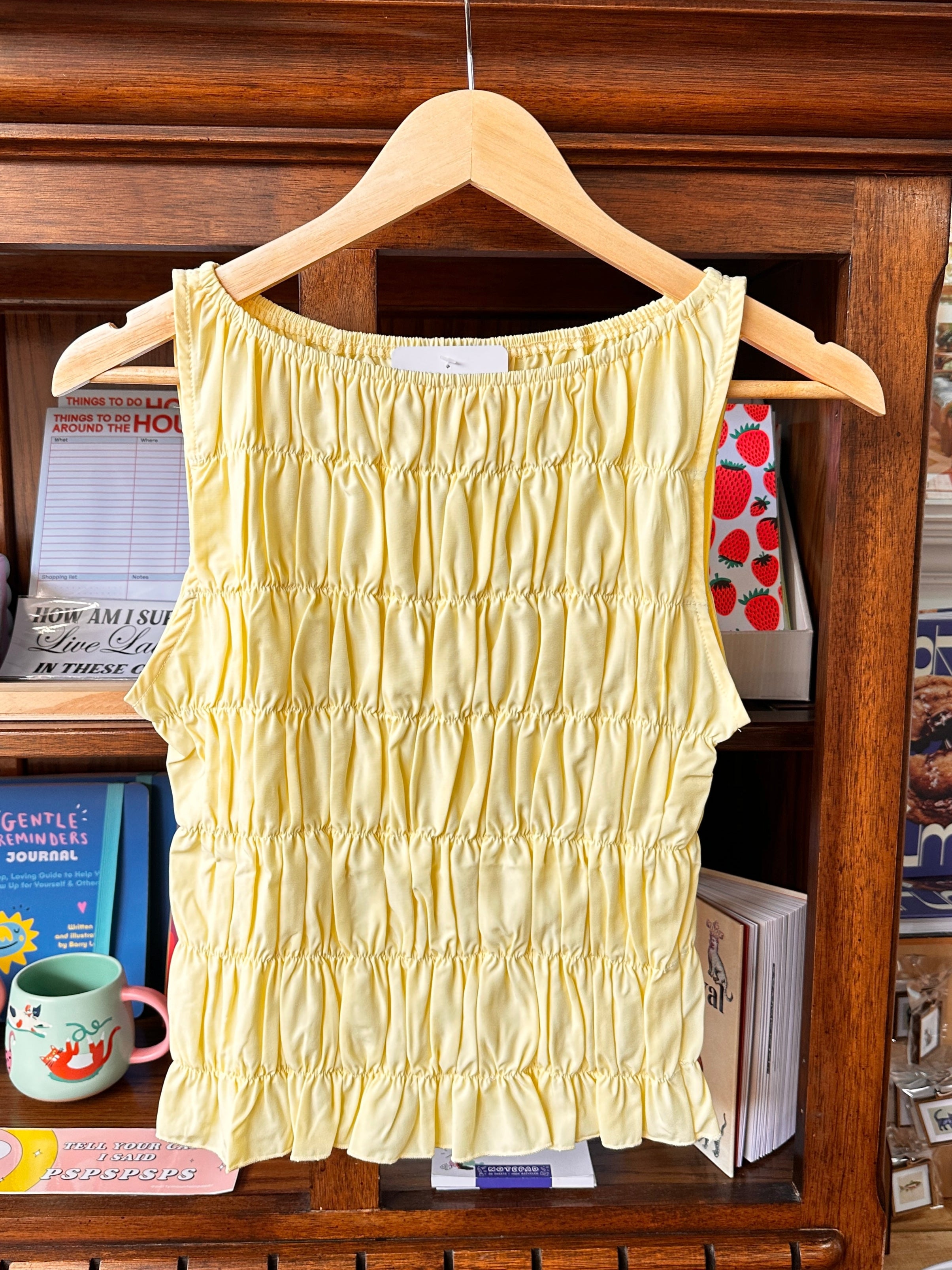 Smocked Boat Neck Top - Butter Yellow