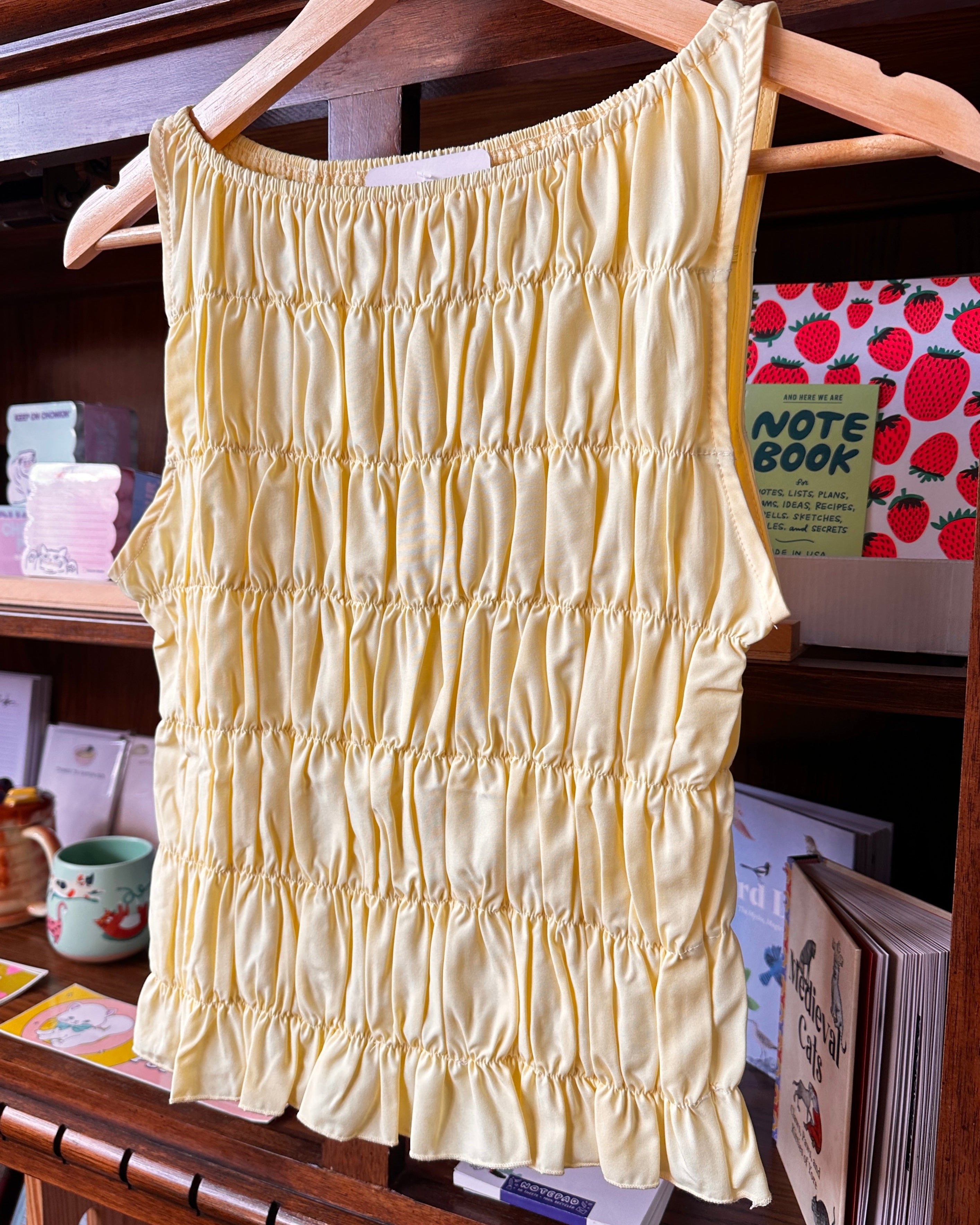 Smocked Boat Neck Top - Butter Yellow