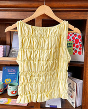 Smocked Boat Neck Top - Butter Yellow