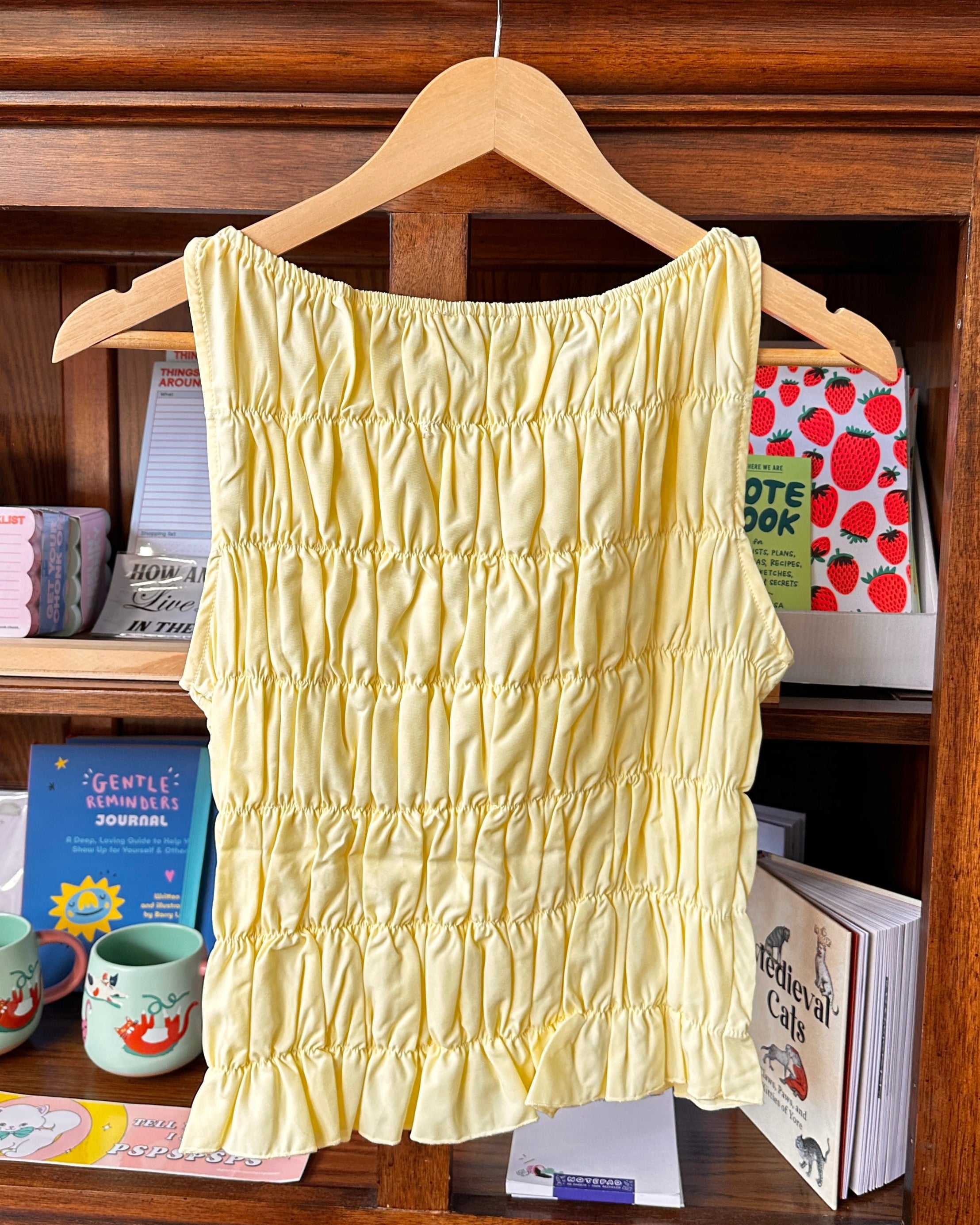 Smocked Boat Neck Top - Butter Yellow