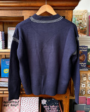 Strawberry Knit Sweater - Navy