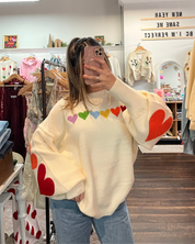 Rainbow Heart with Back and Sleeve Design Sweater