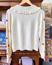 Strawberry Embroidered Sweater Cardigan - Cream