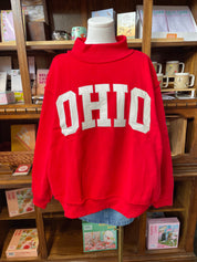 OHIO Embroidered Mockneck Sweatshirt - Red