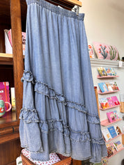 Asymmetrical Ruffle Midi Skirt