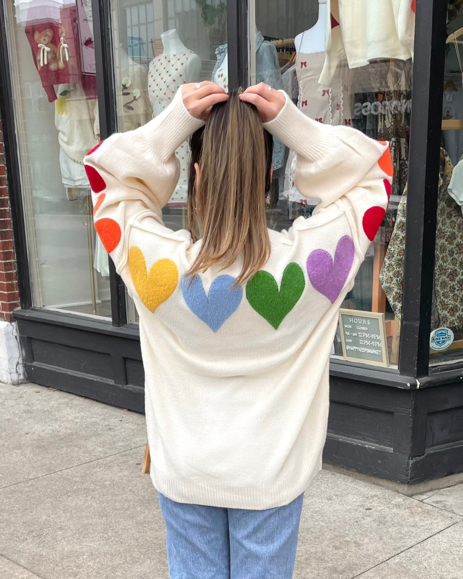 Rainbow Heart with Back and Sleeve Design Sweater